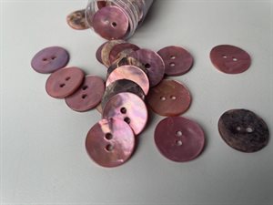 Farvet perlemor knap - lyserød, 15 mm